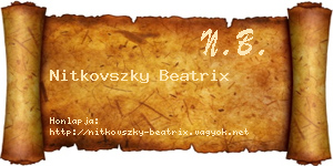 Nitkovszky Beatrix névjegykártya